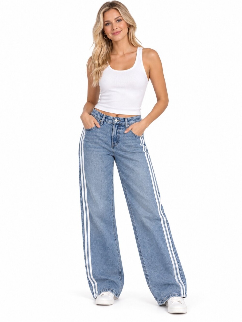 Womens Low Rise Baggy Wide Leg Jean Grunge Streetwear Retro Y2K 90s Punk 4 6 14
